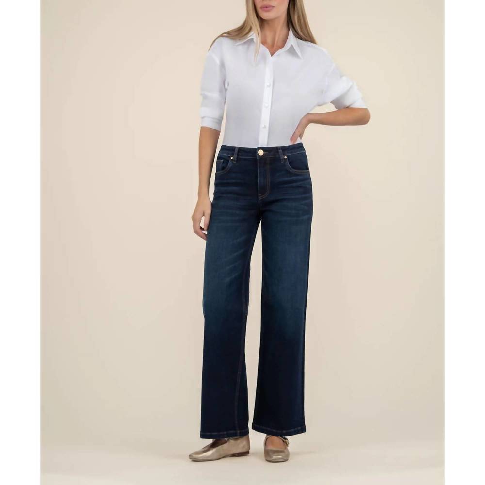 NEW KUT FROM THE KLOTH high rise wide leg jeans long in fortitude w/euro base wa